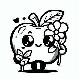 Neugierapfel-Blüte – Tags: Ausmalbild, Apfel, Herbst, Kreativität, Kinder