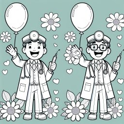 Fröhlicher Luftdoc - Tags: Doktor, Ausmalbild, Kinder, Krankenhaus, Cartoon