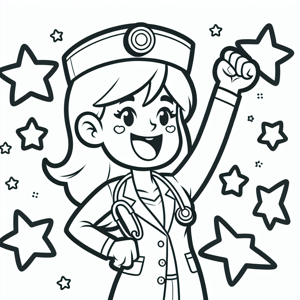 Aufgeregthut-Doc - Tags: #Ärztin #FantasieImMalbuch #CartoonAbenteuer #KreativeAusmalfreude #MagischeMomente