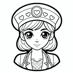neugierherz-doc - Tags: Ausmalbild, Ärztin, Herzen, Cartoon, Kreativität