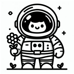 Blumiger Raumfahrer – Tags: #Astronaut #Weltraumreise #Kreativität #Ausmalbild #Kinderkunst