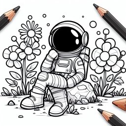 Neugieriger Astronaut – Tags: #Astronaut #Ausmalbild #Raumanzug #Weltall #Abenteuer