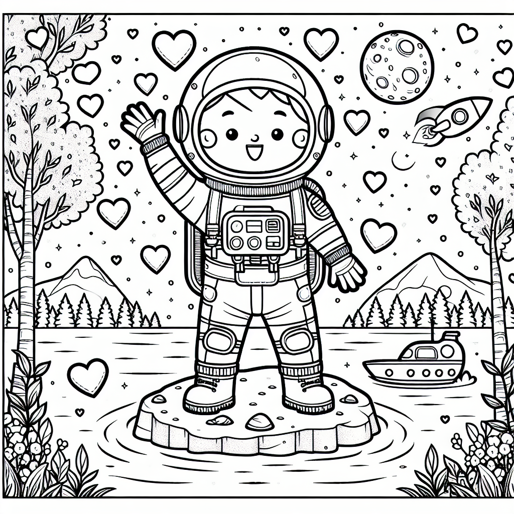 Fröhlicher Astronaut - Ausmalbild, Astronaut malen, Herbstfarben nutzen