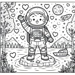 Fröhlicher Astronaut - Ausmalbild, Astronaut malen, Herbstfarben nutzen