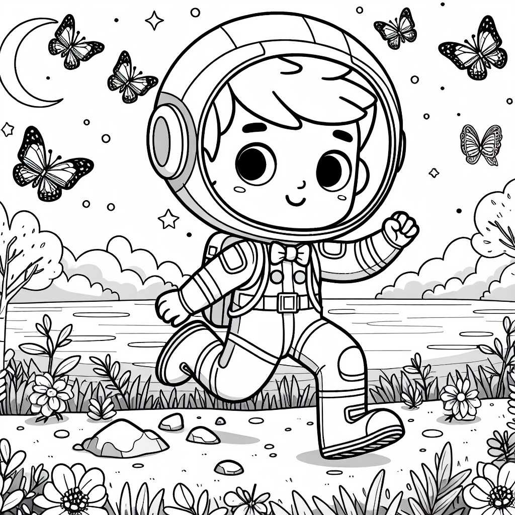 Astronaut mit Entdeckergeist - Frühling, Astronaut, Seeufer