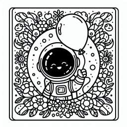 Weltraumblütenmeer – Tags: Astronautin, Weltall, Ausmalbild, Kreativität, Kinderquiz