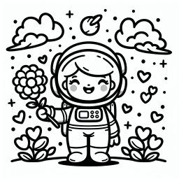 Fröhliches Sternchen - #Astronautin #Weltraum #Abenteuer #Herzen #Blume