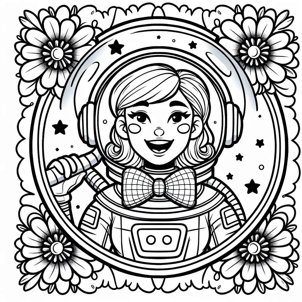Bist du bereit für ein galaktisches Abenteuer? Schwinge deinen Stift und begleite unsere fröhliche Astronautin durch das bunte Universum! In ihrem schicken Raumanzug mit einer eleganten Fliege um den Hals fliegt sie fröhlich zwischen den Sternen. Doch halt! Was ist das? Statt Sternen entdeckt sie wunderschöne Blumen, die im Weltraum schweben - das ist wirklich galaktisch!
Beim Ausmalen dieses Bildes hast du die Chance, das Weltall so farbenfroh zu gestalten, wie du es dir immer vorgestellt hast. Nutze Blau- und Violetttöne, um die Weiten des Universums zu malen, und vergiss nicht, die Blumen in fröhlichen Farben zum Leuchten zu bringen! Vielleicht möchtest du eine rote Blume, eine gelbe oder vielleicht sogar eine, die alle Farben des Regenbogens hat? Der Fantasie sind keine Grenzen gesetzt!
Und unsere tapfere Astronautin? Vielleicht entscheidest du dich für einen pinken Raumanzug oder einen mit Sternenmuster? Lass die Farben schweben und genieße das Abenteuer!