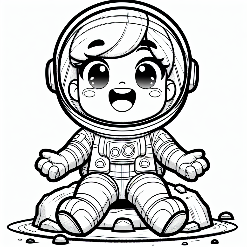 Bereite dich darauf vor, die unendlichen Weiten des Weltraums zu erkunden - mit unserer aufregenden Ausmalvorlage „Astronautin auf dem Felsen“! Stell dir ein strahlendes Lächeln auf dem Gesicht einer aufgeregten Astronautin vor, die stolz auf einem Mondfelsen sitzt und die atemberaubende Aussicht genießt. Ihre Augen funkeln vor Neugierde, während sie den Glanz der Sterne bewundert. Die klaren schwarzen Linien bieten dir die perfekte Möglichkeit, deiner Fantasie freien Lauf zu lassen und die Astronautin in deinen Lieblingsfarben erstrahlen zu lassen.

Zu ihren Füßen befinden sich lustige Details: kleine Krater, ein versteckter Alien-Fußabdruck und ein winziger Satellit, der im Hintergrund vorbeischwebt. All diese Elemente warten nur darauf, von dir zum Leben erweckt zu werden! Nimm deine Stifte und male eine Geschichte des Abenteuers und der Entdeckung.

Rätselzeit! Wenn das Gewicht auf der Erde schwerer ist als im All, dann wird sie, die zwischen Sternen fällt, leichter wie das? Tipp: Was bleibt gleich, egal wo sie ist, nur ihre Umgebung ändert sich?