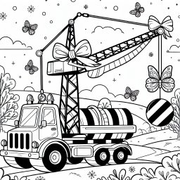 Fröhlicher Autokran - Winterabend, fröhlicher Autokran, roter Schleife, kleines Abenteuer