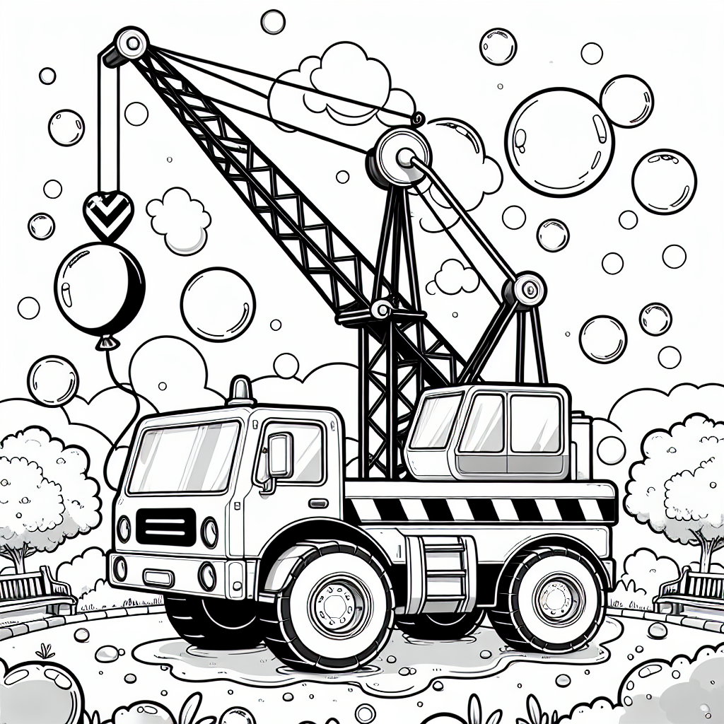 Kunterbunter Autokran - Autokran-Abenteuer, fröhlicher Morgenpark, hüpfender Ballonmoment