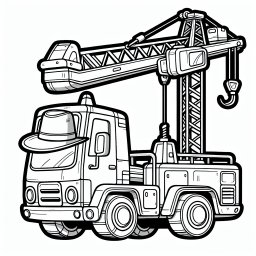 Fröhlicher Kranwagen – Tags: #Kranwagen #Baustelle #Autokran #Ausmalbild #Kinderfreundlich