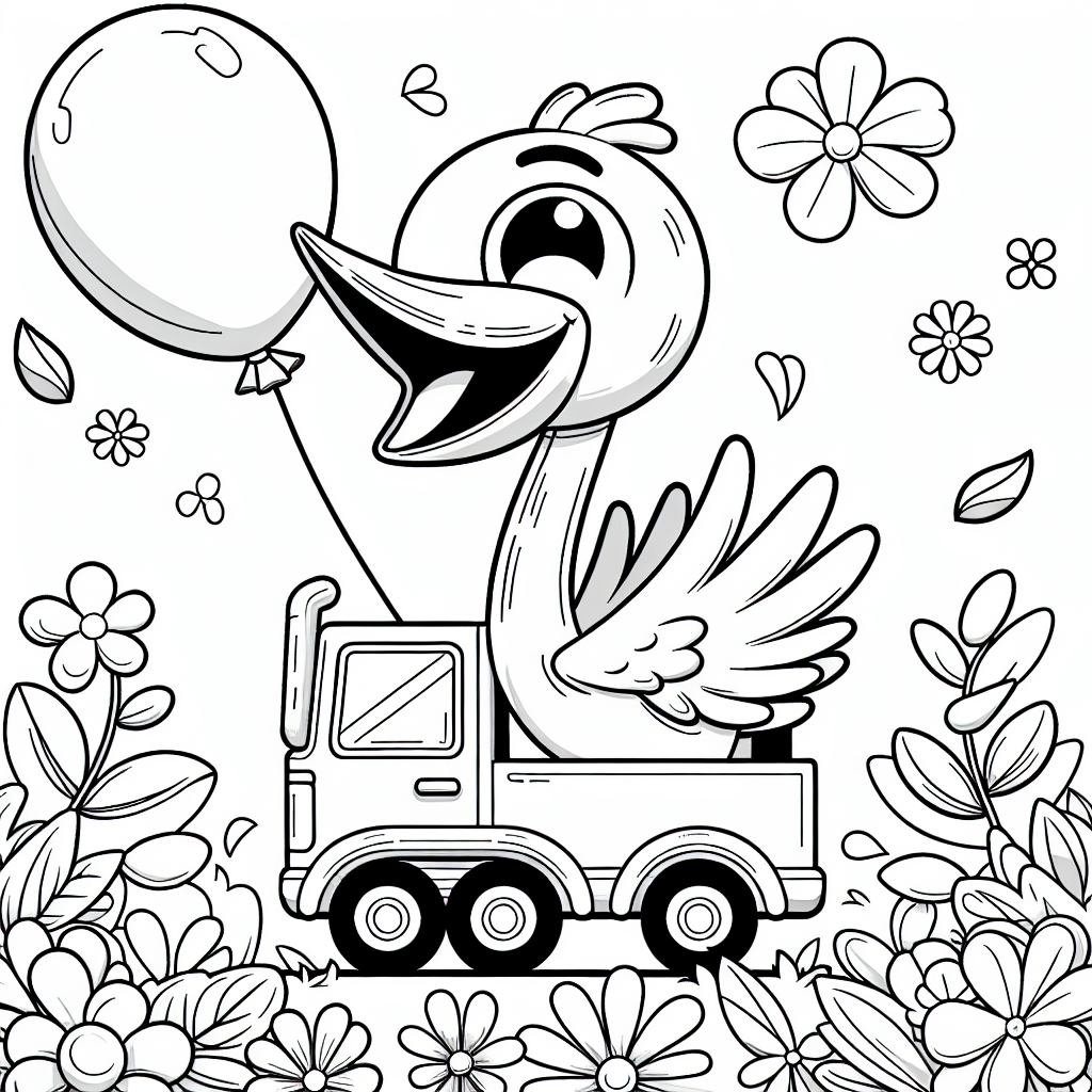 Springender Kran - Tags: Autokran, Baufahrzeug, Baustelle, Ausmalbild, Kreativität
