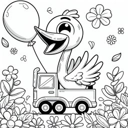 Springender Kran - Tags: Autokran, Baufahrzeug, Baustelle, Ausmalbild, Kreativität