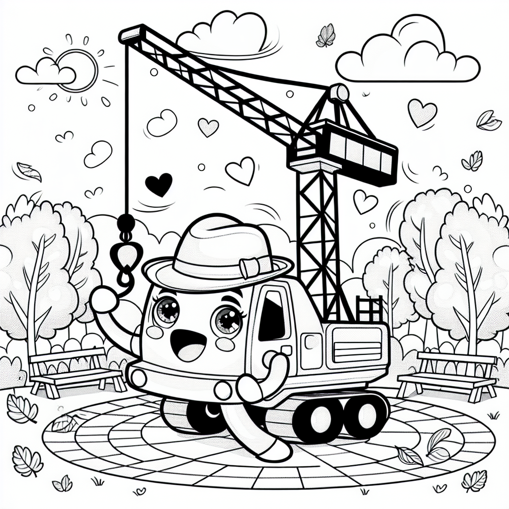 Tanzender Autokran - neugieriger Autokran, Spielplatzabenteuer, tanzender Kran, herbstlicher Abendzauber