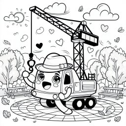 Tanzender Autokran - neugieriger Autokran, Spielplatzabenteuer, tanzender Kran, herbstlicher Abendzauber