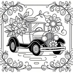 Blumenauto-Spaß – #AutoSpaß, #AusmalAbenteuer, #BlumenFlitzer, #Kinderkreativität, #FröhlichesFahren