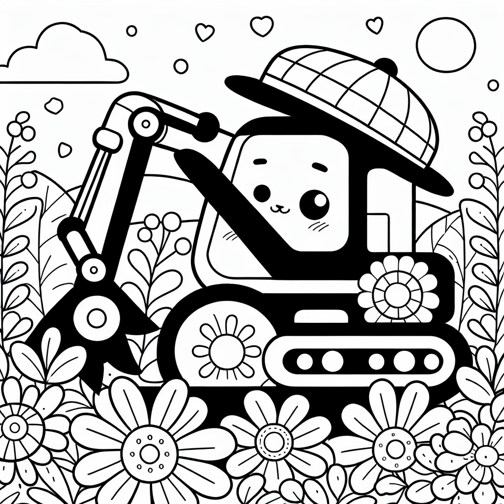 Tauche ein in die wundervolle Welt der Baustelle, wo ein ganz besonderer Bagger auf dich wartet! Dieser neugierige Bagger trägt einen lustigen Hut und hat seine Schaufel bereit, um neue Abenteuer zu erleben. Umgeben von bunten Blumen, wirkt der Bagger fast so, als würde er nach dem nächsten großen Schatz im Sand suchen. Die klaren, schwarzen Linien auf dem Ausmalbild erleichtern es dir, jedes Detail mit Farbe zu füllen und deine Vorstellungskraft freien Lauf zu lassen.
Stell dir vor, wie der Bagger mit seinen kräftigen Hydraulikarmen den Sand bewegt, während ihn ein fröhlicher Bauarbeiter anfeuert. Vielleicht entdeckt der Bagger ja einen verborgenen Schatz unter der Erde oder er hilft den Blumen, noch höher zu wachsen, indem er ihnen Platz zum Blühen schafft. Deine Farben und Fantasie können diese Geschichte zum Leben erwecken! Tauche ein in dieses großartige Ausmalabenteuer und male die großen und einfachen Formen bunt aus. Lass die weiße Leinwand zu einem lebendigen Baustellenbild erblühen und erlebe, wie dein neugieriger Bagger zum Star der Blumenwiesen-Baustelle wird.