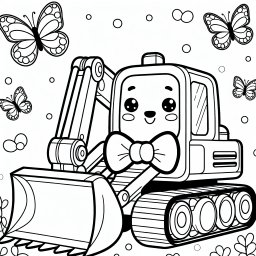 Fröhlerchenausflug – #Bagger, #Baustelle, #Ausmalspaß, #Kinderkreativität, #Schmetterlinge