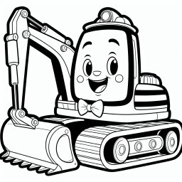 Fröhlicher Baggerkumpel – #Ausmalbild, #Bagger, #Baustelle, #Kreativität, #Kinder