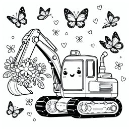 Spaßbagger-Abenteuer – Tags: Bagger, Baustelle, Ausmalbild, Kinder, Kreativität
