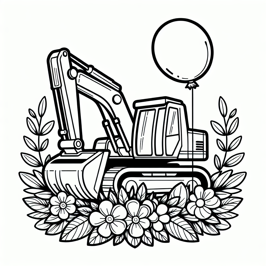 Willkommen auf der Baustelle der Fantasie! Hier steht unser freundlicher Bagger, bereit, in ein Abenteuer voller Farben einzutauchen. Dieser kleine Bagger ist ein echter Schatz auf der Baustelle. Mit seiner starken Schaufel kann er große Mengen Sand heben und transportieren. Aber wusstest du das Geheimnis? Dieser Bagger liebt es, von Blumen umgeben zu sein! Die Blumen machen ihm den Arbeitstag viel fröhlicher.

Die klaren, schwarzen Linien des Bildes helfen dir, die Details des Baggers und der Blumen genau zu erkennen. Vielleicht kannst du dir vorstellen, wie die Bauarbeiter den Bagger fahren und mit ihm große Bauprojekte beginnen. Der Bagger funktioniert mit einer erstaunlichen Technik namens Hydraulik. Diese Technik hilft ihm, die Schaufel zu heben und zu senken, ganz wie ein echter Riese!

Also, schnapp dir deine Buntstifte und bringe Leben in dieses Bild. Lass die Blumen in bunten Farben erblühen, den Sand leuchten und unseren Bagger in deiner Lieblingsfarbe strahlen. Deiner Fantasie sind keine Grenzen gesetzt!