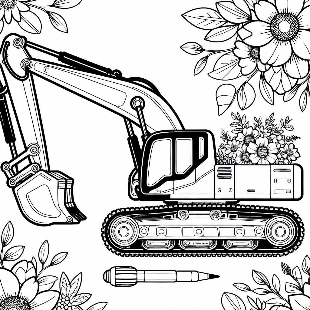 Willkommen in der fröhlichen Baustellen-Welt, wo unser freundlicher Bagger das Sagen hat! Doch heute ist ein ganz besonderer Tag, denn dieser Bagger hat beschlossen, eine kleine Auszeit von seiner Schaufelarbeit zu nehmen. Statt Sand zu schaufeln, hält er eine hübsche Blume in seiner Schaufel - und um ihn herum blühen noch viele weitere Blumen!
Unser Bagger hat ein strahlendes Lächeln aufgesetzt, während er auf neue Farben wartet. Wirst du ihm ein sonniges Gelb oder ein fröhliches Blau verleihen? Vielleicht möchtest du ihn auch in klassischen Baustellenfarben wie Orange oder Rot ausmalen. Vergiss nicht, die Hydraulikarme und die mächtige Schaufel bunt zu gestalten!
Während du diesen gefühlvollen Bagger ausmalst, kannst du dir vorstellen, wie er auf einer Baustelle fleißig arbeitet und dabei Musik hört - seine Lieblingsmusik ist natürlich das beruhigende Rascheln der Blumen im Wind. Vielleicht malt er mit dir auch einen Regenbogen in den Himmel!
Mach dir keine Sorgen, wenn du über die Linien malst. Auf Baustellen darf es auch mal ein bisschen chaotisch zugehen. Viel Spaß beim Ausmalen!
