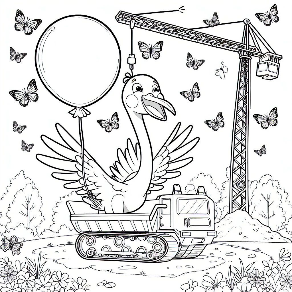 Aufgeregter Herbstkran - Kran, Baustelle, Herbstmorgen, Ballonspaß, Ausmalfreude