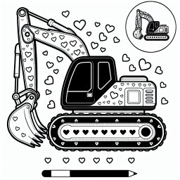 Herziger Schaufler – Tags: Bagger, Baustelle, Ausmalbild, Kinder, Kreativität.