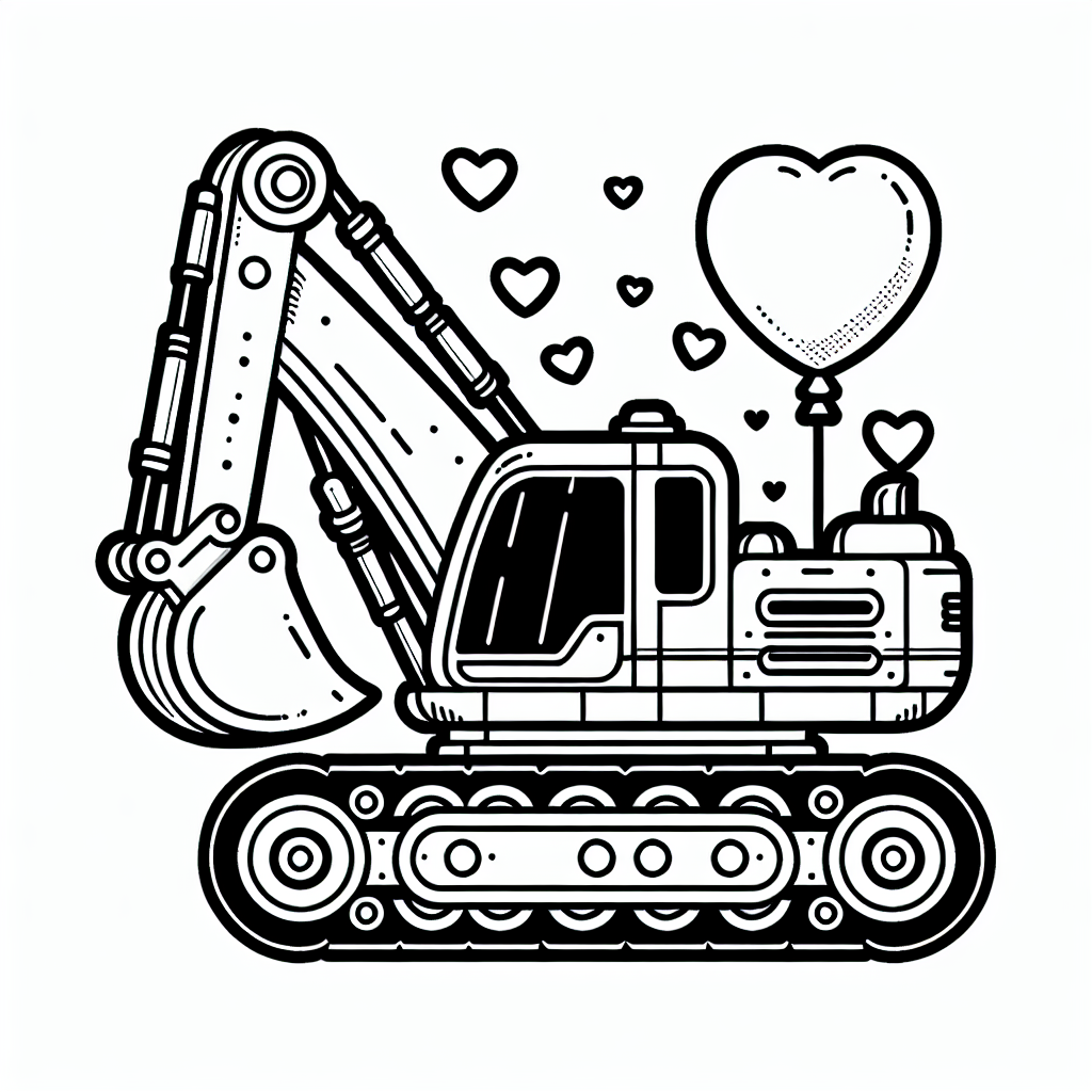 Um deinem Ausmalbild des gelassenen Baggers mit Herzballon Leben einzuhauchen, beginne mit den grundlegenden Elementen. Der Bagger selbst kann in klassischen Gelbtönen erstrahlen, die typisch für Baustellenfahrzeuge sind. Verwende verschiedene Gelbnuancen, um Tiefe und Schattierungen zu erzeugen, besonders an der Schaufel und den Hydraulikarmen.
Für den Boden, der von Sand bedeckt ist, bieten sich warme Beige- und Brauntöne an, um den Eindruck von einer geschäftigen Baustelle zu vermitteln. Du könntest den Bereich um den Bagger herum mit kleinen Sandhügeln variieren, um die Textur interessanter zu gestalten. Der Herzballon hingegen ist eine wunderbare Gelegenheit, einen kräftigen Rot- oder Rosaton zu verwenden, der sich vom restlichen Bild abhebt und Fröhlichkeit ausstrahlt.
Die klaren schwarzen Linien, die den Bagger umgeben, könnten mit bunten Farben wie Orange, Blau oder Grün ergänzt werden, um dem Bild ein spielerisches und fröhliches Ambiente zu verleihen. Vergiss nicht, Bauarbeiter in typischer Schutzkleidung am Bildrand zu integrieren, vielleicht in leuchtendem Orange oder Blau, was zusätzliche Farbtupfer bringt.
Um das Bild noch lebendiger zu machen, könntest du den Himmel im Hintergrund in einem sanften Hellblau oder mit einem Farbverlauf von Gelb zu Orange für einen sonnigen Tag gestalten.