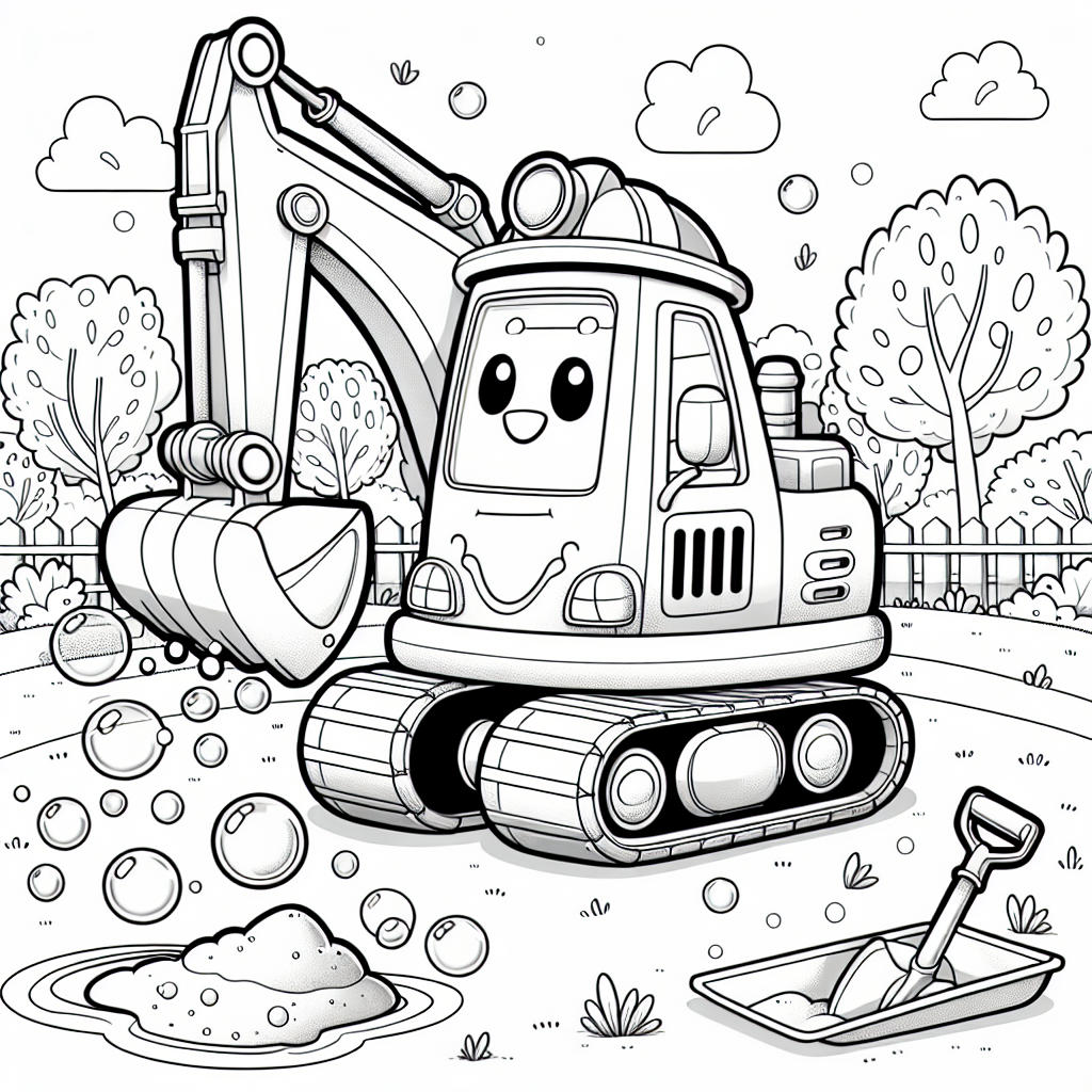 Baustellen-Bagger - Bagger, Herbst, Spielplatz, Ausmalen, Kinder