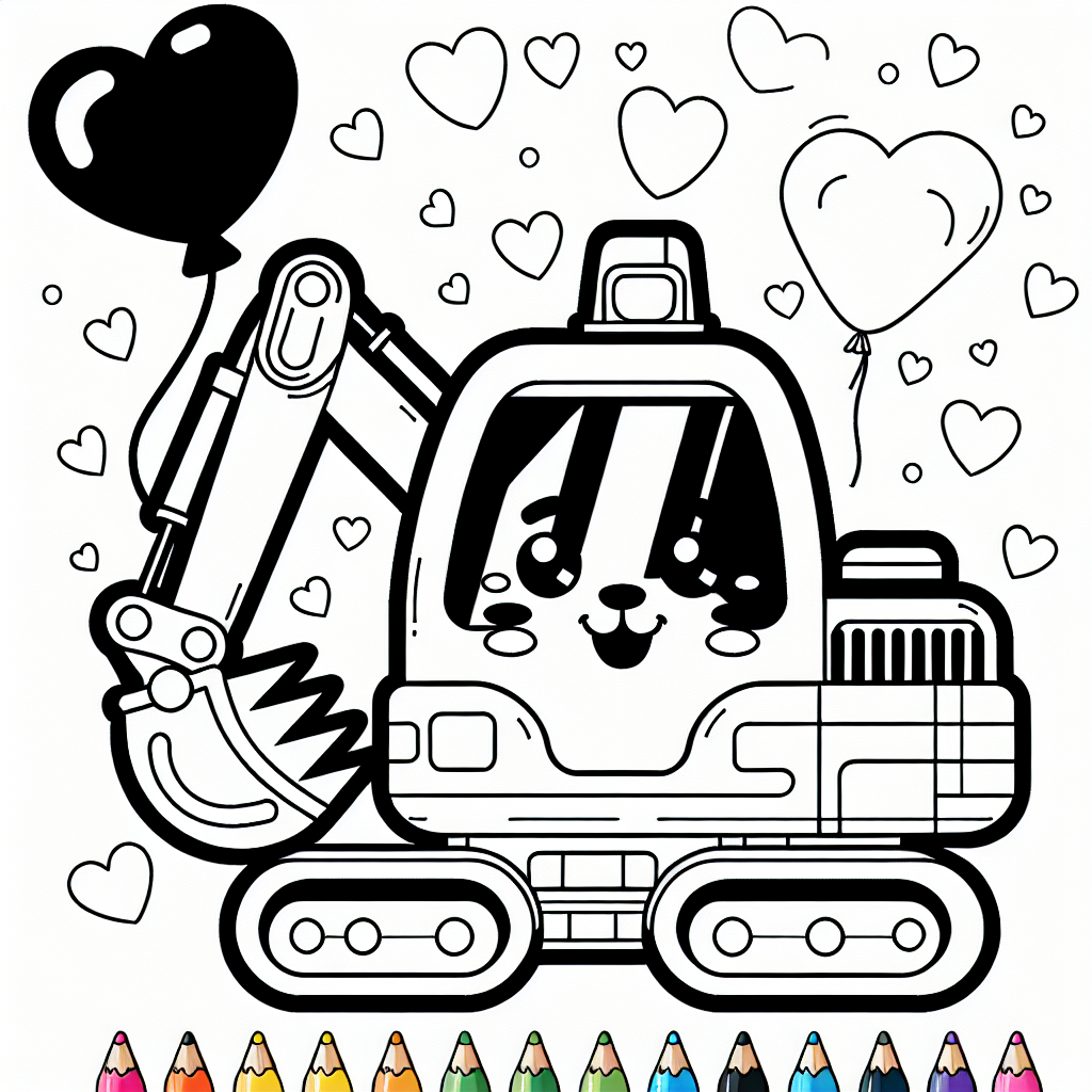 Willkommen in der aufregenden Welt der Baustellen, in der ein fröhlicher Bagger im Mittelpunkt steht! Unser Ausmalbild zeigt einen charmanten Bagger, der stolz einen Luftballon mit Herzen in die Luft hält. Mit seinen klaren schwarzen Linien und dem weißen Hintergrund bietet das Bild viel Raum für kreative Fantasie und bunte Farben.
Der Bagger, ausgestattet mit einer großen Schaufel und starken Hydraulikarmen, ist bereit, Abenteuer in der Sandgrube zu erleben. Während euer Kind den Bagger farbig gestaltet, kann es sich vorstellen, wie fleißige Bauarbeiter die Baustelle beleben. Vielleicht wird der Luftballon rot oder die Schaufel sonnengelb?
Eltern können die Kreativität ihres Kindes fördern, indem sie Fragen stellen wie: "Welche Farbe hat der Sand unter den Rädern?" oder "Wie sieht ein glücklicher Bagger aus?" Ermutigen Sie Ihr Kind, Geschichten rund um den Bagger zu erfinden - vielleicht hebt er einen kleinen Schatz aus dem Boden oder hilft den Bauarbeitern, ein neues Haus zu bauen!
Lassen Sie Ihrem Kind die Freiheit, seinen eigenen Farbschatz zu erkunden und ein einzigartiges Kunstwerk zu schaffen. Es ist auch eine wunderbare Gelegenheit, die Feinmotorik zu fördern, während Ihr Kind die Linienführung übt.