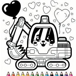 Glücksbaggertraum – Tags: #Baustelle #Bagger #KreativesAusmalen #KinderKreativität #Bauarbeiter