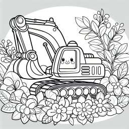 Fröhlicher Felsenbuddler – #Ausmalbild, #Bagger, #Baustelle, #Farbenfroh, #Kinderkunst