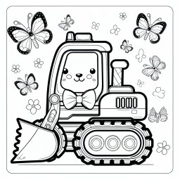 Ruhiger Flügelbagger – #Baggermaschine, #Ausmalen, #Baustelle, #Schmetterlinge, #Kreativität