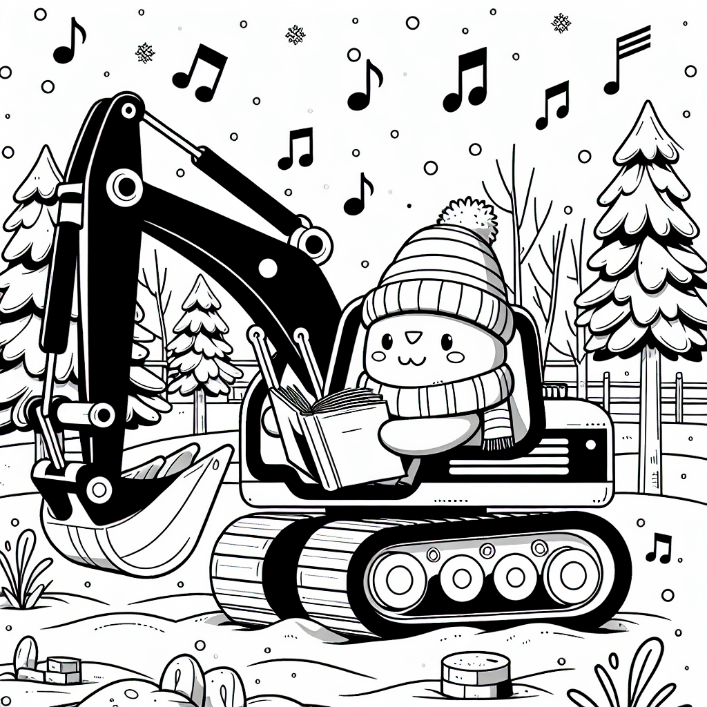 Brummender Bagger - Baggerabenteuer, Winterzauber, Lesender Bagger im Park