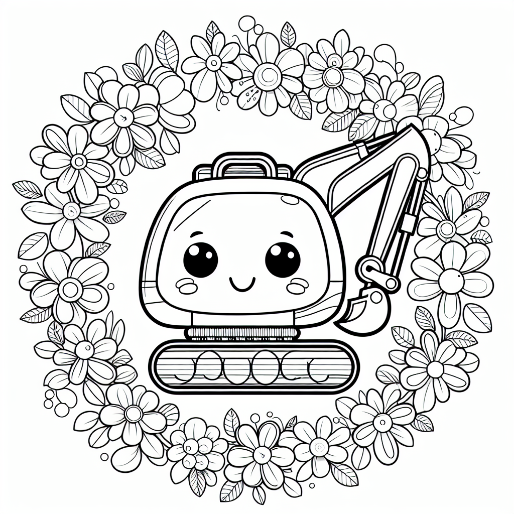 Willkommen in der Welt der neugierigen Bagger! Auf diesem lustigen Ausmalbild triffst du einen ganz besonderen Freund: einen Bagger, der eine hübsche Blume in seiner riesigen Schaufel hält. Dieser fröhliche Kerl hat seinen Baustellen-Alltag hinter sich gelassen und sich auf ein farbenfrohes Abenteuer im Blumenfeld begeben. Um ihn herum tanzen viele bunte Blumen, die nur darauf warten, von dir mit leuchtenden Farben zum Leben erweckt zu werden.

Beginne doch mit dem Bagger selbst: Seine kräftigen Hydraulik-Teile können in einem satten Gelb oder Orange erstrahlen. Vergiss nicht seinen freundlichen Gesichtsausdruck! Dann kannst du den Hintergrund erkunden. Welche Farbe hat wohl die Blume in der Schaufel? Vielleicht ein strahlendes Rot oder ein zartes Rosa? Und die Blumen drumherum könnten in allen Regenbogenfarben funkeln!

Während du ausmalst, kannst du dir vorstellen, wie der Bagger seinen Tag auf der Baustelle verbringt, Sand umherschaufelt und den Bauarbeitern hilft. Doch jetzt genießt er eine wohlverdiente Pause in der Natur. Lass deiner Kreativität freien Lauf und verwandle diese einfache Cartoon-Szene in ein farbenfrohes Kunstwerk!