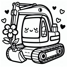 Verträumter Bauheld – Tags: #Bagger #Baustelle #Kreativität #Ausmalbild #Kinderzeichnung