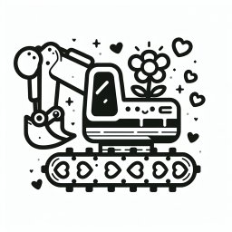 Neugierherzlader – #Bagger, #Baustelle, #Ausmalbild, #Blume, #Bauarbeiter