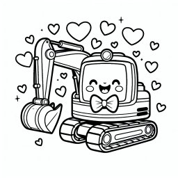 fliegender Herzbagger – #BaggerAbenteuer #BaustelleSpaß #Freundschaft #Ausmalen #BaggerMitFliege