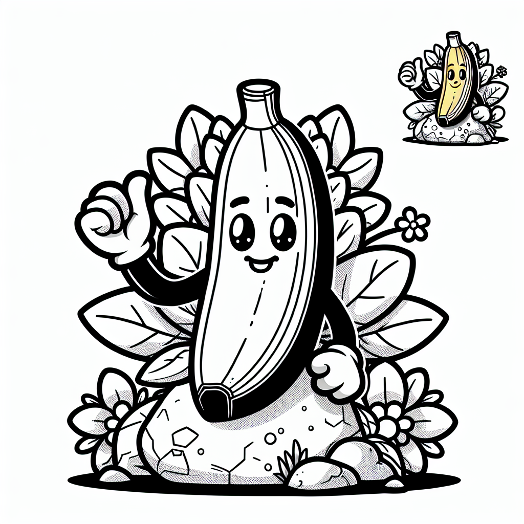 Gelassener Fruchtkönig - #Banane #Tropen #Fantasie #Farbenfroh #Ausmalbild