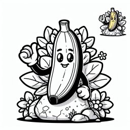 Gelassener Fruchtkönig - #Banane #Tropen #Fantasie #Farbenfroh #Ausmalbild