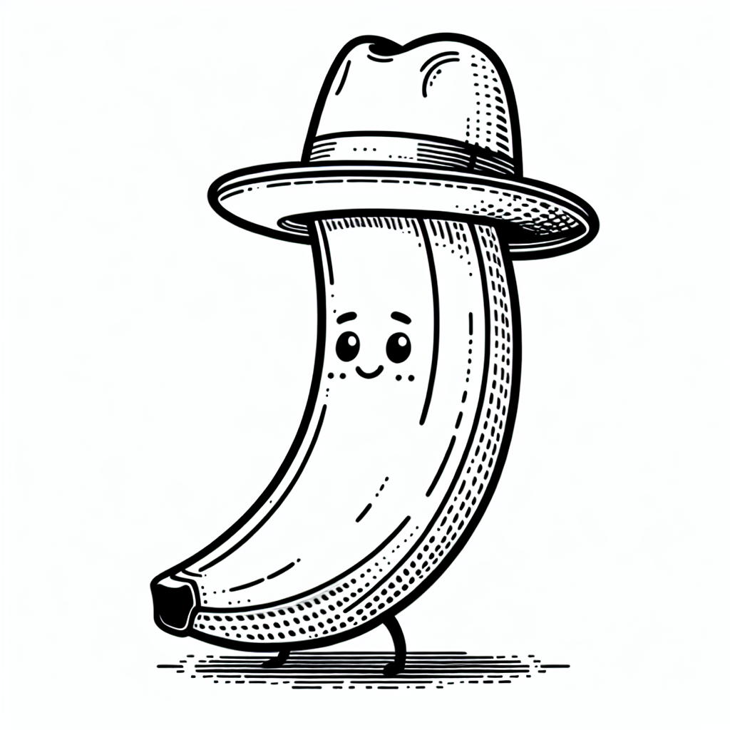 Willkommen in der fröhlichen Welt der Bananen! Heute erwartet dich eine ganz besondere Banane, die nicht nur süß ist, sondern auch einen unglaublich lustigen Hut trägt! Diese Banane kann es kaum erwarten, von dir mit bunten Farben zum Leben erweckt zu werden. 

Was fällt dir beim Wort Banane als erstes ein? Richtig, Gelb! Doch warum nicht ein bisschen kreativer werden? Vielleicht hast du ja Lust, dieser fröhlichen Banane ein schickes blaues oder pinkes Outfit zu verpassen? Und wie wäre es, wenn der Hut in einem bunten Regenbogenschimmer erstrahlt? 

Während du ausmalst, kannst du dir vorstellen, dass diese Banane aus einem tropischen Paradies kommt, wo sie glücklich auf einer Bananenstaude baumelt. Die Schale dieser Banane ist zwar lecker, aber auch perfekt dafür geeignet, um deinem Kunstwerk Leben einzuhauchen. Wenn du fertig bist, hast du ein kunterbuntes Bild, das auch hervorragend als Snack für die Augen dient!

Viel Spaß beim Ausmalen und entdecke die kreative Seite der Bananenwelt!