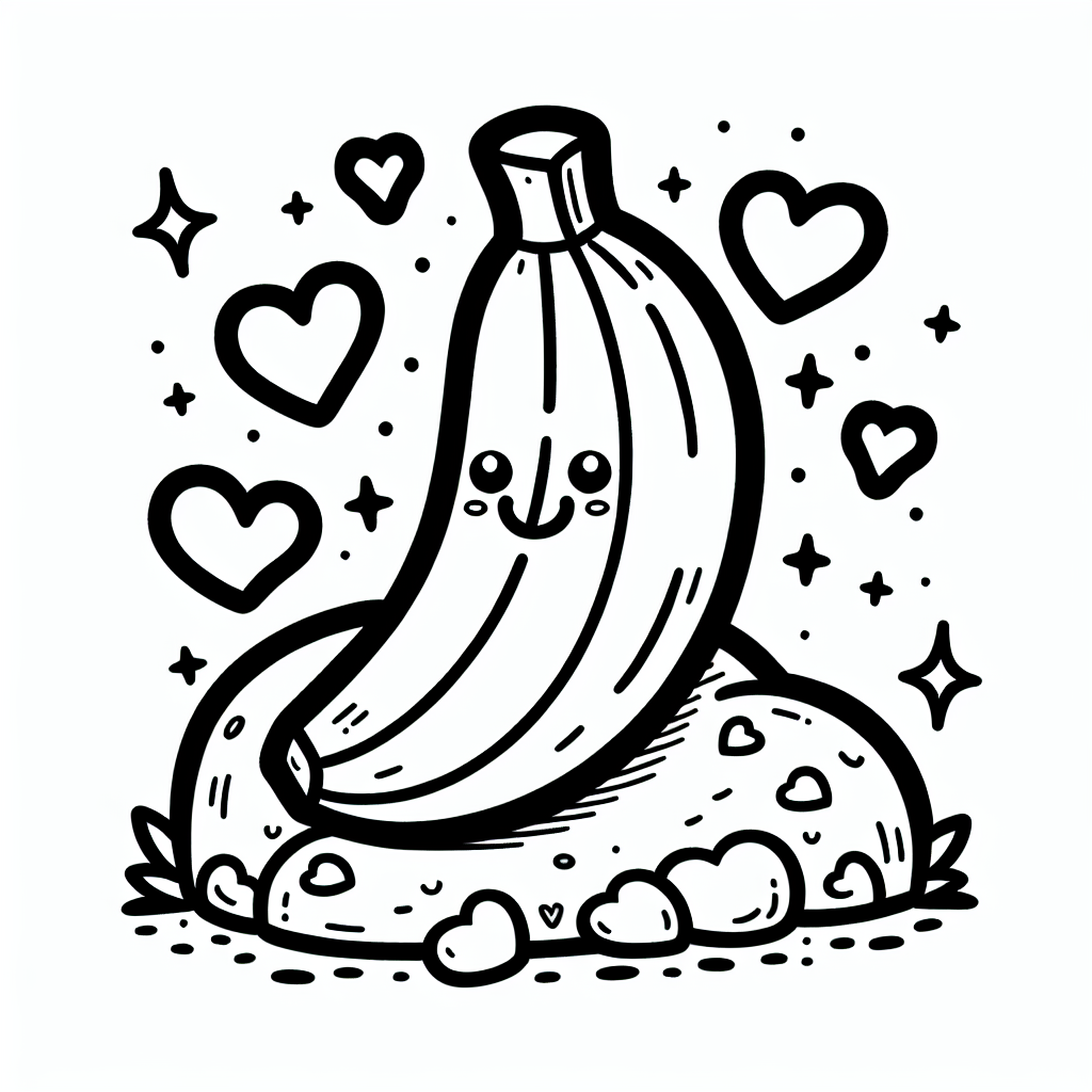 Fröhliche Felsenfrucht - Banane, Ausmalbild, Tropen, Kreativität, Spaß