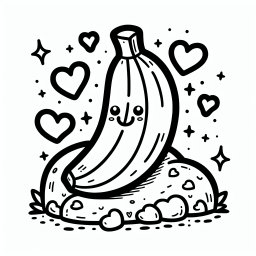 Fröhliche Felsenfrucht - Banane, Ausmalbild, Tropen, Kreativität, Spaß