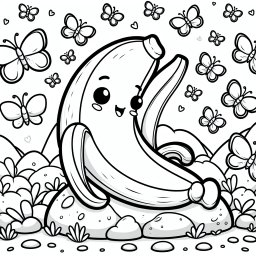 Heitere Felsenbanane – #Ausmalspaß #FröhlicheBanane #TropischeTräume #Schmetterlingsfreunde #KreativitätEntfalten