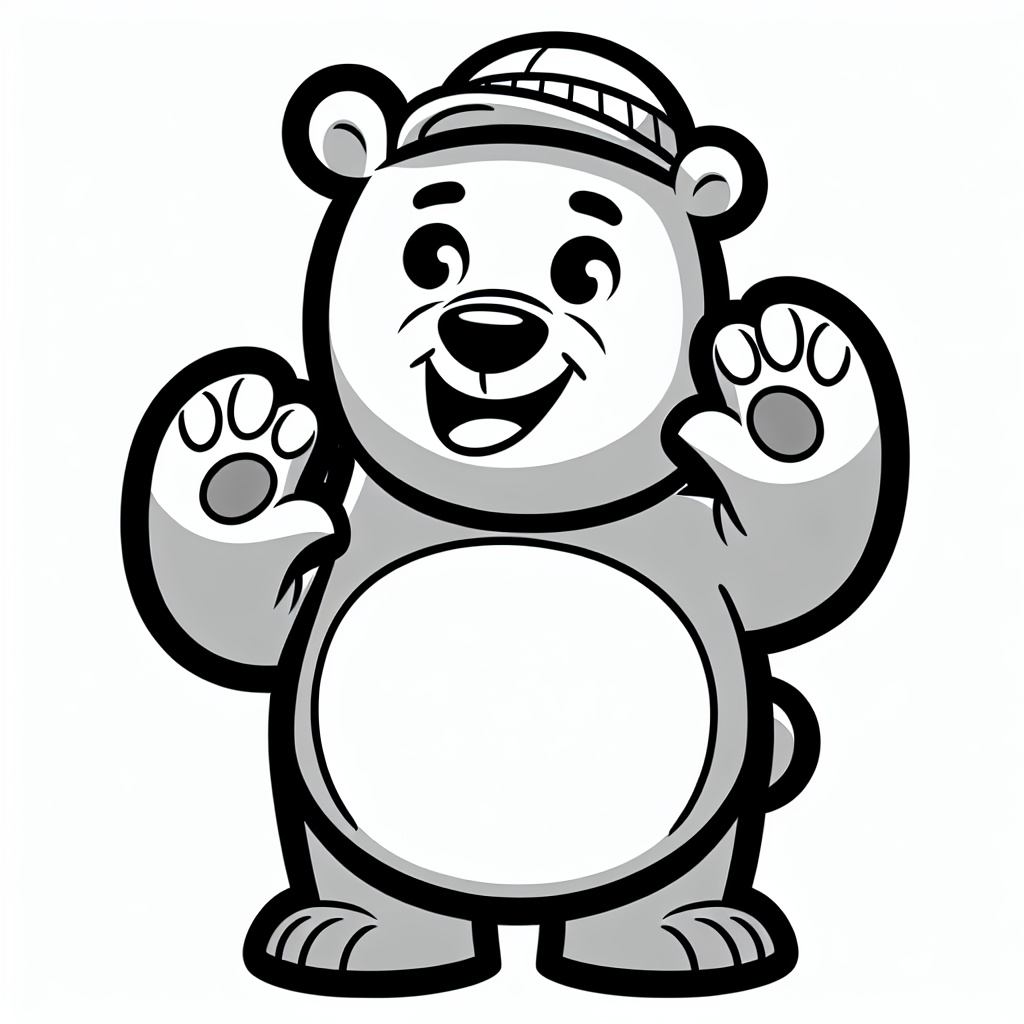 Fröhlicher Hütebär - #Ausmalbild, #Bären, #Kreativität, #Kinder, #Farbenfreude