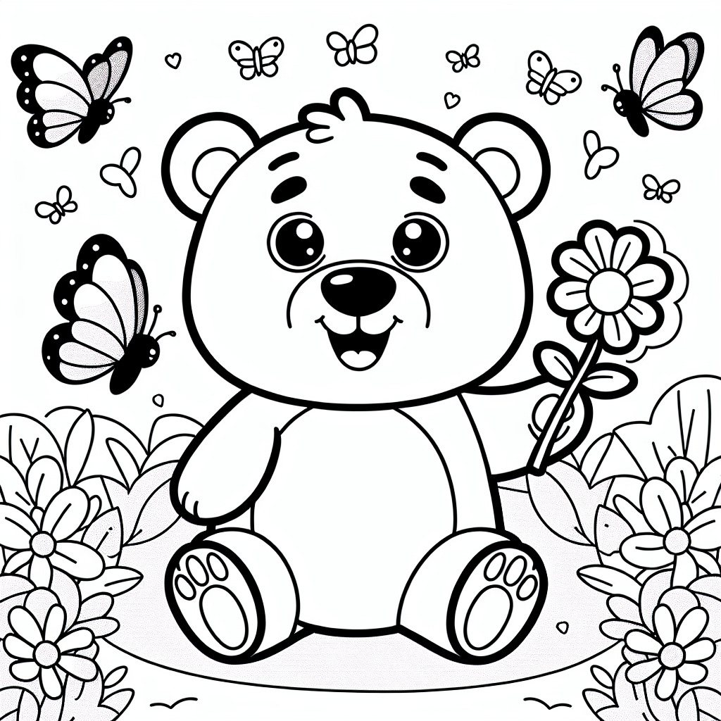 Lustiger Blumengriff - #Bärentraum #Schmetterlingszauber #Kreativabenteuer #Ausmalspaß