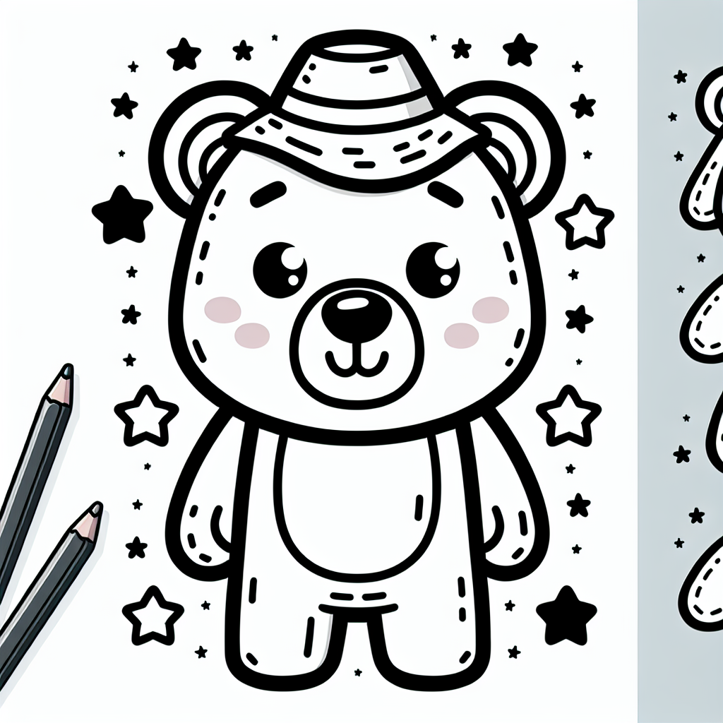 Fröhlicher Sternenbär - #Ausmalbild, #Bär, #Kinder, #Sterne, #Kreativität