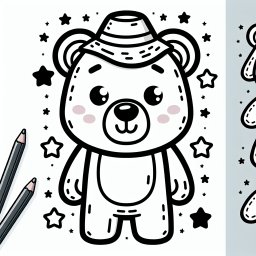 Fröhlicher Sternenbär - #Ausmalbild, #Bär, #Kinder, #Sterne, #Kreativität